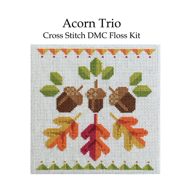 Acorn Trio Cross Stitch Floss Kit