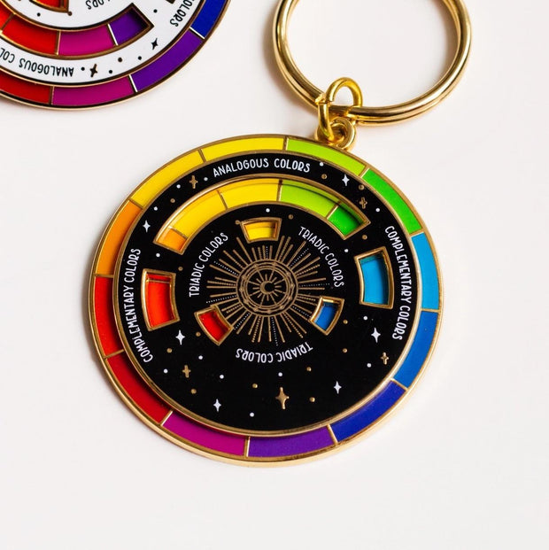 Color Wheel Enamel Keychain Black