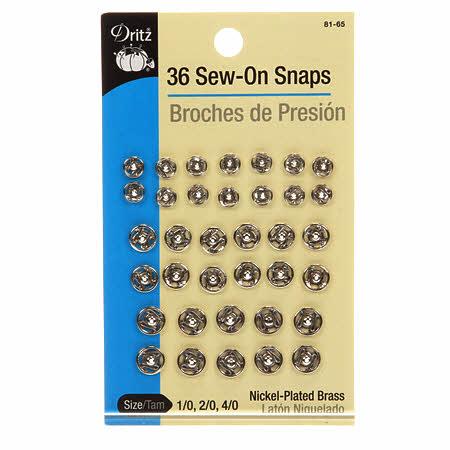 36 Sew On Snaps Nickel Size