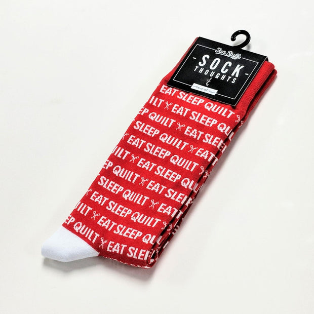 Eat Sleep Quilt Socks Red