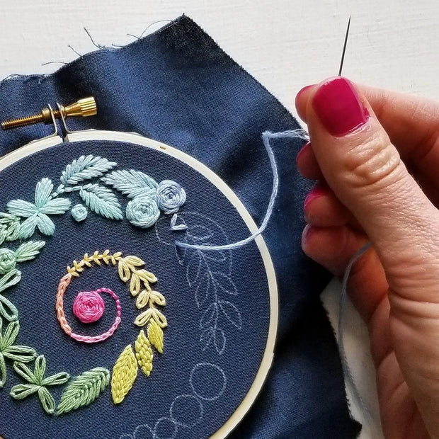 Spiral Sampler Embroidery Kit Navy