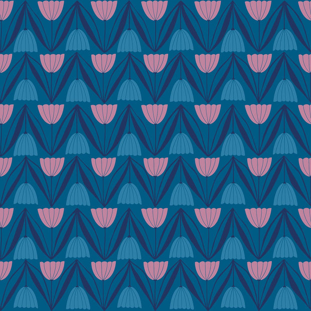 Endpaper Tulips Blue Raspberry