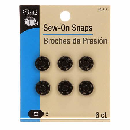 Sew on Snaps Black Size 2