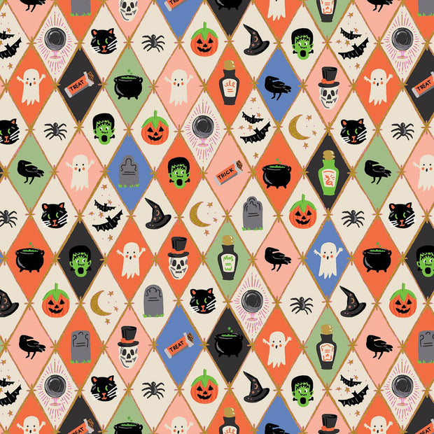 Halloween II Halloween Argyle Multi & Metallic Gold