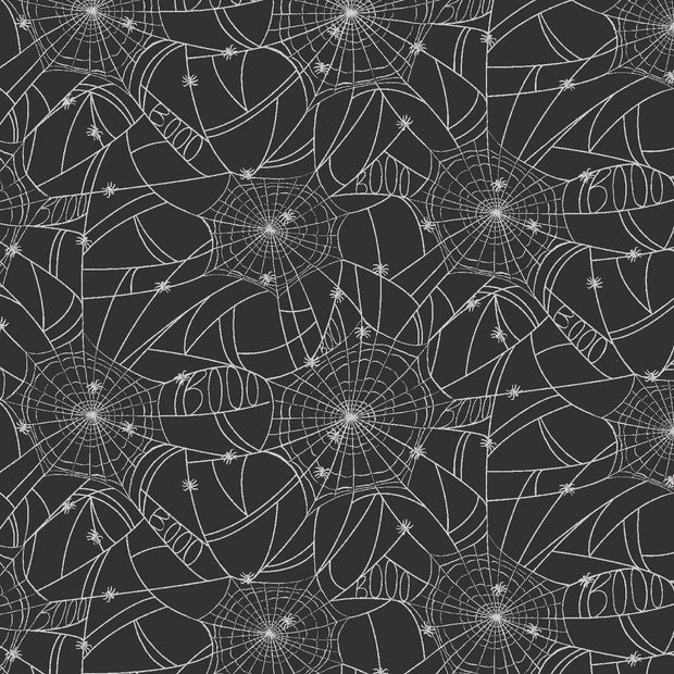 Halloween II Spider Webs Black & Metallic Silver