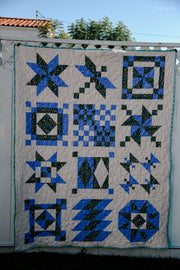 Suzy Sampler 2024 Quilt Kit in Periwinkle Peach Blossom