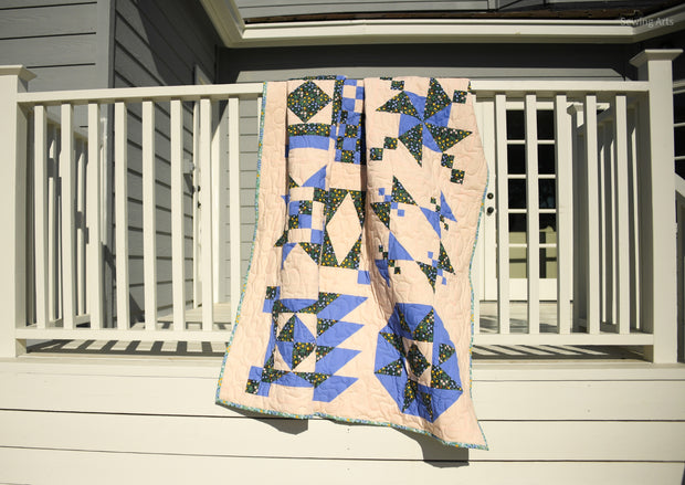 Suzy Sampler 2024 Quilt Kit in Periwinkle Peach Blossom