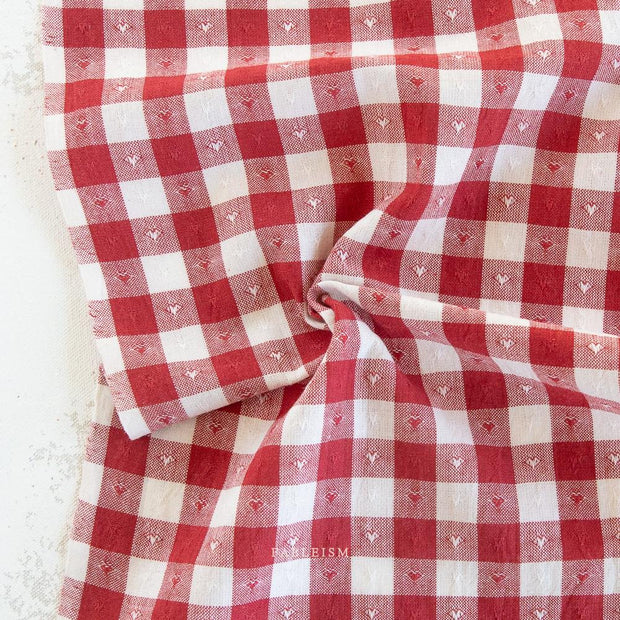 Queen of Hearts Gingham Dobby Hearts Cherry