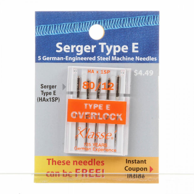 Serger Needles Type E  HAx1SP Size 80 5 Pk