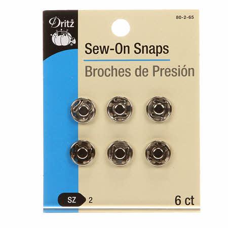 Sew On Snaps Size 2 Nickel 6 count