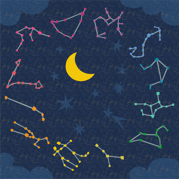 Starry Signs Speckled Quilt with Clouds