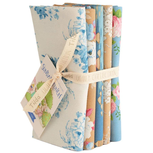 Sunday Brunch Fat Quarter Bundle Blue & Sand