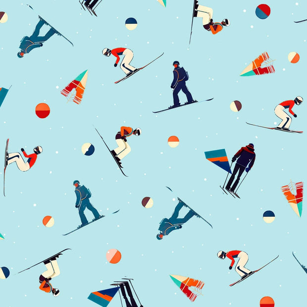 Timeless Trails Tossed Skiers Light Blue