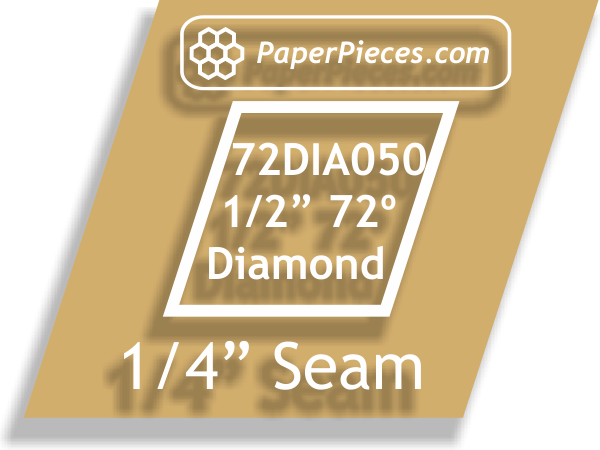 1/2" 72 Degree Diamonds: Windowed Acrylic Fabric Cutting Templates 1/4" Seam Allowance
