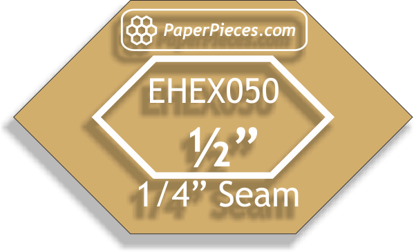 1/2" Elongated Hexagon: Windowed Acrylic Fabric Cutting Templates 1/4" Seam Allowance