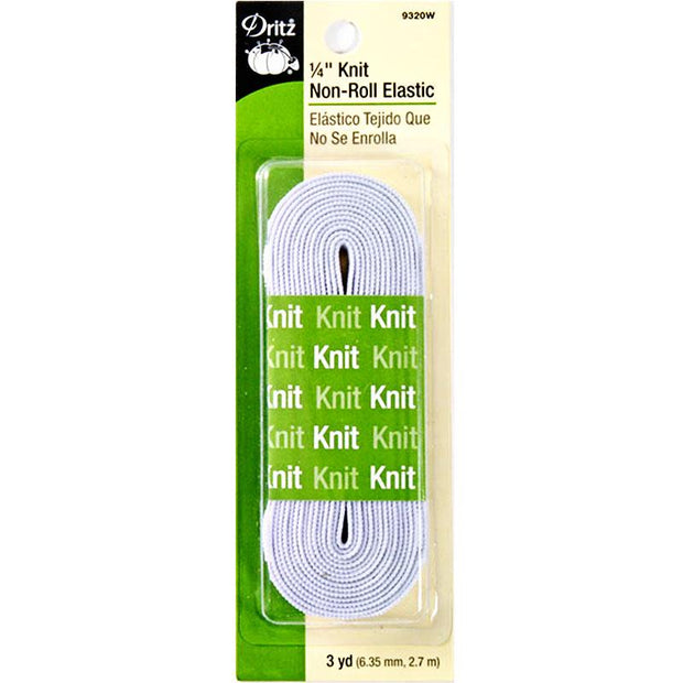 1/4" Non-Roll Knit Elastic White