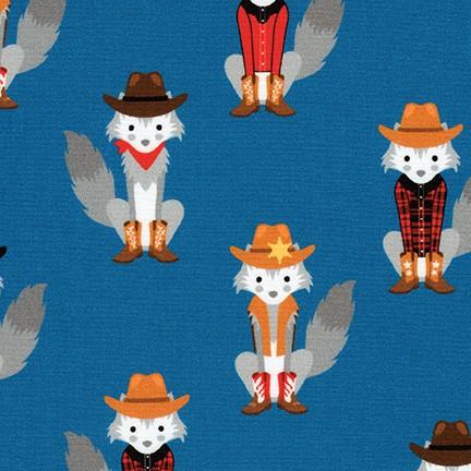 Coyote Cowboy Foxes in Blue