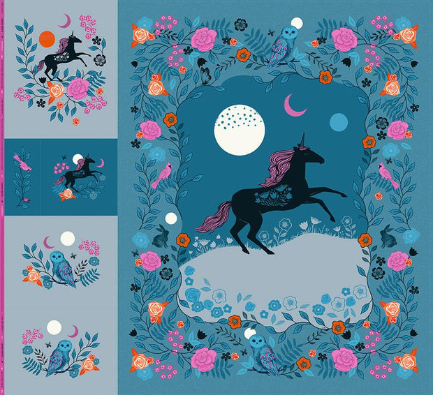 Crescent Magical Unicorn Quilt Top & Pillow Sham Digital Panel