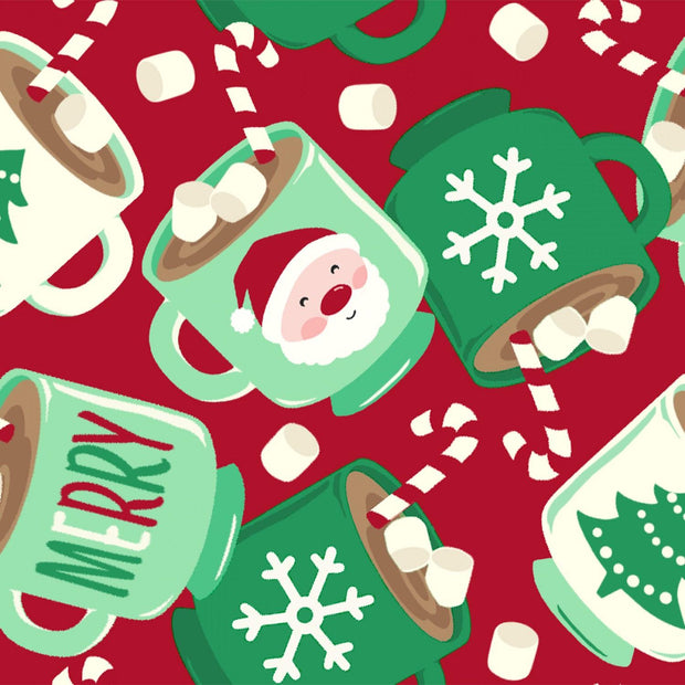 Snow & Hot Cocoa Mugs Red