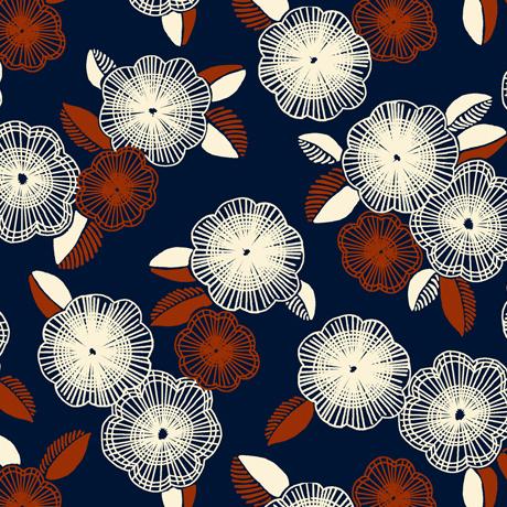1930's Spaced Floral Navy