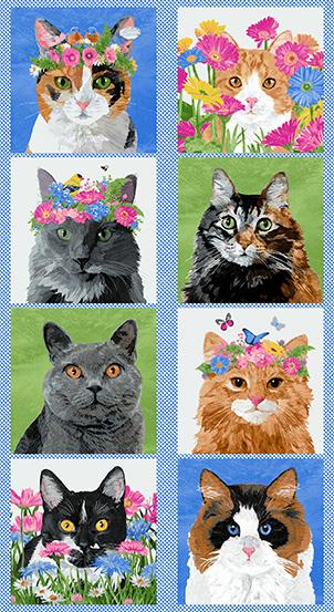 Meow Meadow Blue Cat Panel