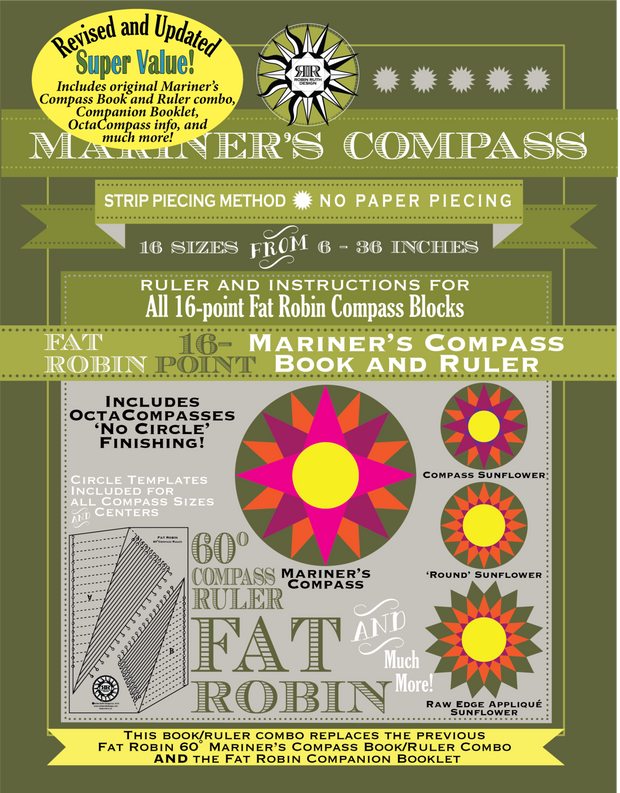 Fat Robin 16-Point Mariner's Compass Book and Ruler Combo