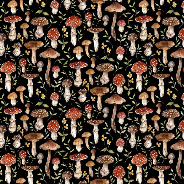 Heavenly Hedgerow Mushrooms Black