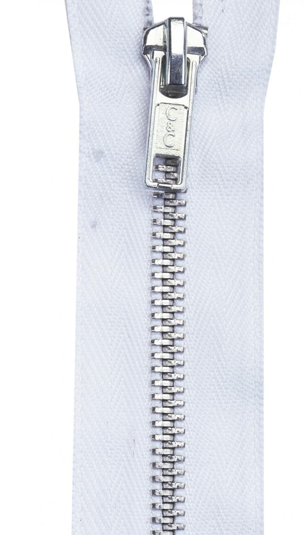 Heavy Weight Aluminum 1-Way Separating Zipper 24in White
