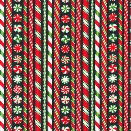 Holly Jolly Christmas Red & Green Candy Canes Black