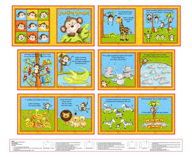 Little Readers Counting Monkey Book Panel 36in x 44in Multi