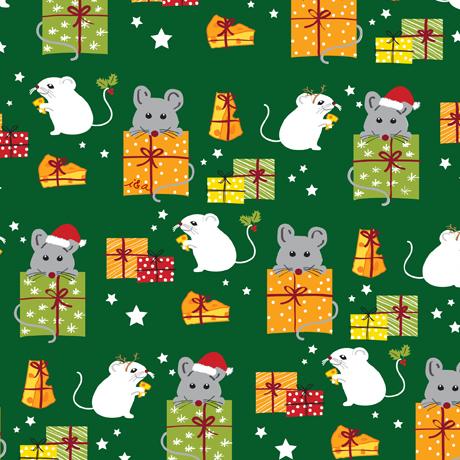 Meowy Christmas Mice & Gifts Green