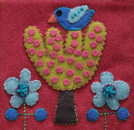 Pre-Cut Wool Block Bird & Tree Colorway 1