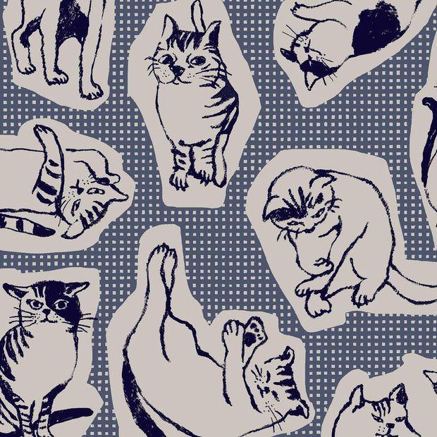 Scribble Animals Canvas Cats Navy