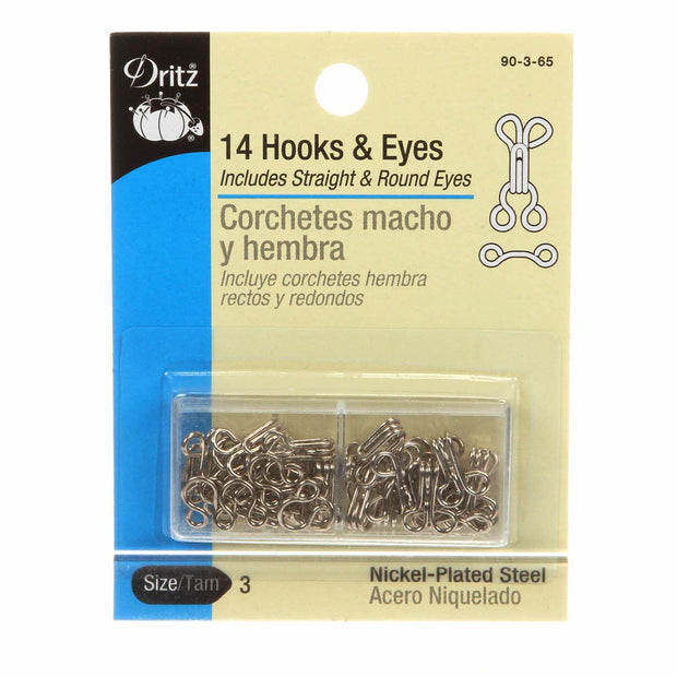 Sew On Hook and Eye Closures Sz. 3