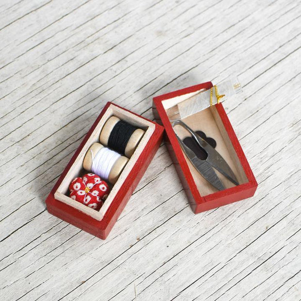 Tiny Lacquer Sewing Box Vermillion Red